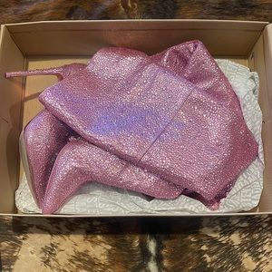 Steve Madden Vivianne Pink Glitter Thigh High Boots